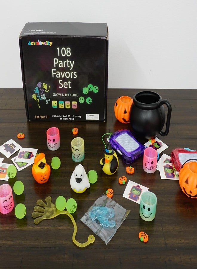 4E's Novelty 108 Pcs Glow in The Dark Toys - 36 Bouncy Balls, 36 Coil Spring, 36 Sticky Hands, Bulk Party Favor or Kids Goodie Bags Birthday Party Supplies, Easter Egg Filler & Basket STuffers - Image 4